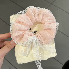 Ballet Princess Bow Lace Scrunchie – Korean Cute Cream Hair Tie