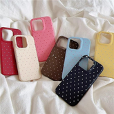 Korean INS Style Polka Dot Phone Case – Simple Solid Color Design
