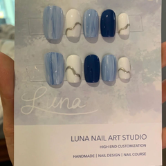 Handmade Klein Blue Gradient Press-On Nails – Light Luxury Irregular Detachable Nail Set