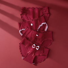 Cotton Antibacterial Girls’ Briefs – Soft Red Triangle Underwear with 100% Cotton