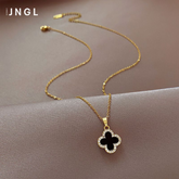 Elegant Four-Leaf Clover Titanium Steel Necklace – Light Luxury & Minimalist Design
