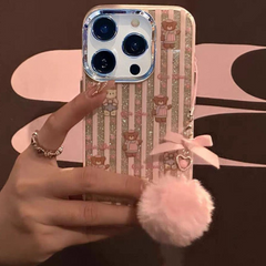 Glitter Stripes Little Bear iPhone Case for iPhone, Soft and Stylish Design