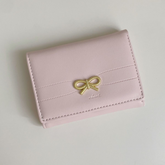 French Style Bow Wallet for Women – Small, Minimalist Bifold Card and Coin Purse