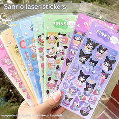 Cartoon cute laser stickers 3D handbook student card stickers expansion style three-dimensional stickers material ins style