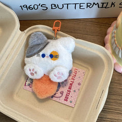 Cute Plush Long-Tail Cat Keychain – Soft Doll Pendant and Backpack Charm