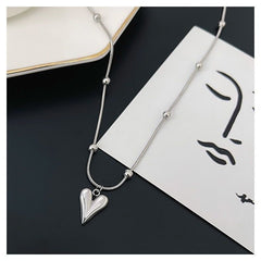 Beaded Snake Chain Heart Pendant Necklace for Women