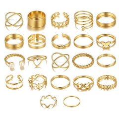 22PCS Butterfly Open Ring Set – Heart Joint Rings
