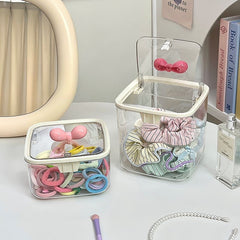 Hair Accessories Storage Box – Clear Organizer for Girls’ Hair Ties, Clips, and Jewelry