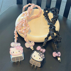 Hello Kitty Cable Protector with carry bag – Cute Charger Head Cover, Anti-Break Design