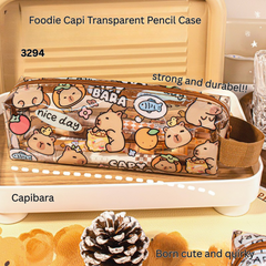 Capybara transparent pencil case cartoon cute student stationery storage bag capybara high value waterproof pencil case