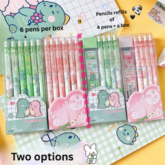 Automatic pencil box with peach dinosaur cartoon high-value movable pencils cute creative press pen