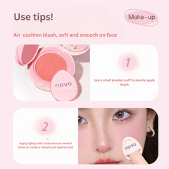 NOVO Tipsy Air Cushion Blush – Matte Finish, Natural Expanding Color, Long-Lasting, Non-Smudge