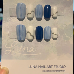 Handmade Klein Blue Gradient Press-On Nails – Light Luxury Irregular Detachable Nail Set