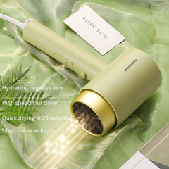 Authentic German 800W Hair Dryer - Fast Drying, Negative Ion Technology, Quiet & Hair Care for Dorm Use