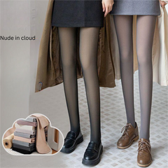 Air Hostess Gray Faux Sheer Thermal Tights - Women's Winter Warm Pantyhose