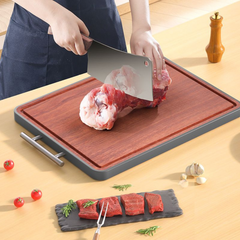 Antibacterial Ultraviolet Wood Cutting Board | Double-Sided Stainless Steel Chopping Block | Mold-Resistant, Durable, and Eco-Friendly Kitchen Board