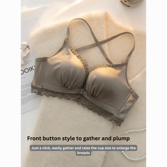 Front Closure Wireless Push-Up Bra – Thickened Padding, Beautiful Back Design