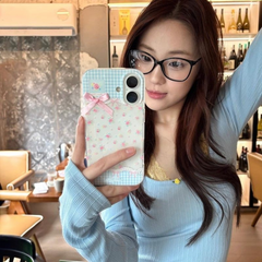 INS Style Bowknot Hard Phone Case – Cute and Durable Protective Cover for Apple iPhones