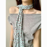 Elegant Polka Dot Silk Scarf for Women – Lightweight Retro Ribbon Neck Tie