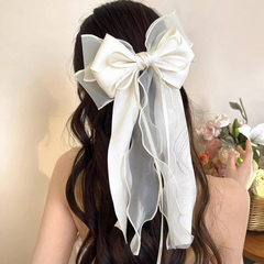 Elegant Jasmine Mesh Bow Hair Clip – Extra Large