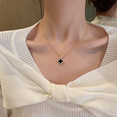 Elegant Four-Leaf Clover Titanium Steel Necklace – Light Luxury & Minimalist Design