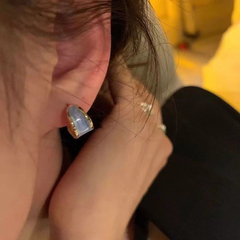 French C-Shaped Hoop Earrings – Elegant Niche Style Studs for Women