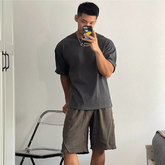 Men’s Heavyweight Vintage Dark Gray T-Shirt – Pure Cotton Streetwear Loose Fit Tee