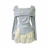 Apricot Skirt & Off-Shoulder Top – Women’s Playful Two-Piece Outfit sold seperately