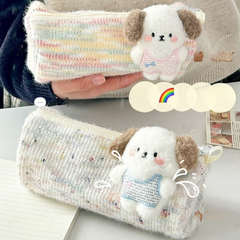 Cute Strawberry Cake Puppy Pencil Case – Large Capacity Cartoon Stationery Bag