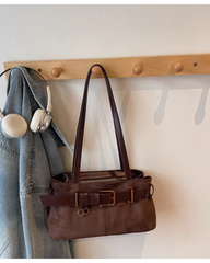 Large Capacity Retro Tote Shoulder Bag for Women – Vintage Handbag Underarm Work Commuter Bag