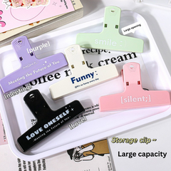 Morandi color multifunctional cute simple handbook storage magnetic long tail clip for notebook