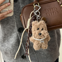 Adorable Westie Plush Keychain – Fluffy Dog Bag Pendant