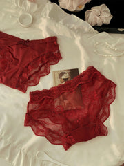 Red Lace Hollow Sexy Women’s Brief Panties