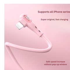 Curved Fast Charging Cable for iPhone Compatible with iPhone 14/11/7/8/6, USB, Game-Friendly Design.