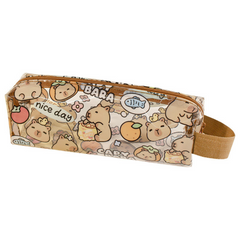 Capybara transparent pencil case cartoon cute student stationery storage bag capybara high value waterproof pencil case