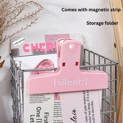 Morandi color multifunctional cute simple handbook storage magnetic long tail clip for notebook