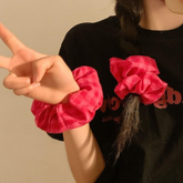 Dragon Fruit Plaid Scrunchie – Trendy K-Style Hair Tie