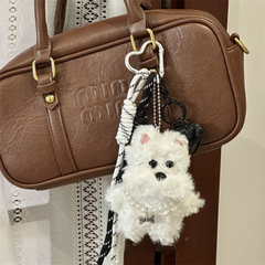 Adorable Westie Plush Keychain – Fluffy Dog Bag Pendant