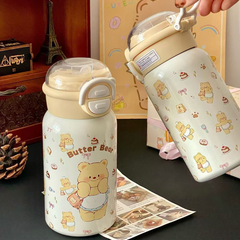 Cute Yellow Butter Bear 316 Stainless Steel Thermos Cup – Large Capacity, Stylish Birthday Gift for Friends