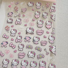 5D Hello Kitty Embossed Nail Stickers – Cute Pink Skirt Kitty Cat DIY Decals for Water Bottles, Cameras & More