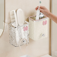 Wall-Mounted Bathroom Organizer - Comb, Toothpaste & Razor Storage
