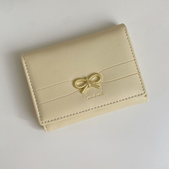 French Style Bow Wallet for Women – Small, Minimalist Bifold Card and Coin Purse
