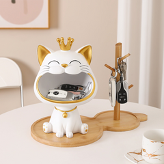 Light Luxury Crown Lucky Cat Key Storage Tray