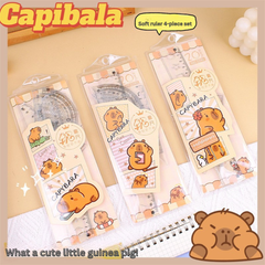 Capybara soft ruler student special plastic ruler triangle ruler protractor ruler four-piece set 20cm