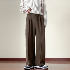 Men's Hong Kong Style Straight-Leg Suit Pants – Korean Trend Draped Casual Trousers