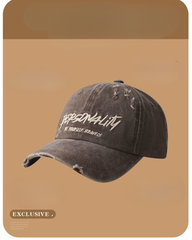 Distressed Embroidered Letter Baseball Cap