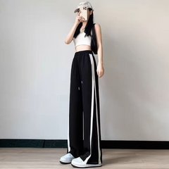 Thickened Wide-Legged Pants for Women – High-Waisted, Loose-Fit Straight-Leg Joggers, Casual Sports Trousers for Petite Figures