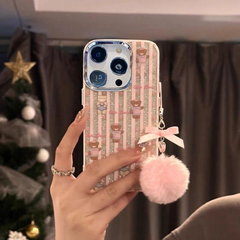 Glitter Stripes Little Bear iPhone Case for iPhone, Soft and Stylish Design