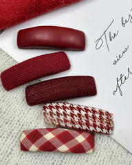 Red Plaid Houndstooth BB Hair Clip Festive Bangs Side Hair Accessory