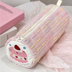 Cute Strawberry Cake Puppy Pencil Case – Large Capacity Cartoon Stationery Bag